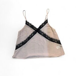 Astr Delicate Lace Tank Top in light pink and Black